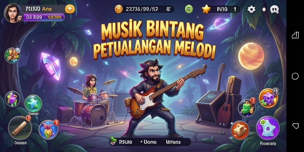 Screenshot menunjukkan gameplay interaktif dalam aplikasi Music 2739.