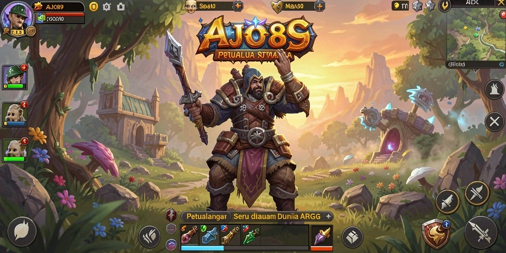 Screenshot utama AJO89 dengan aksi pertarungan yang seru.
