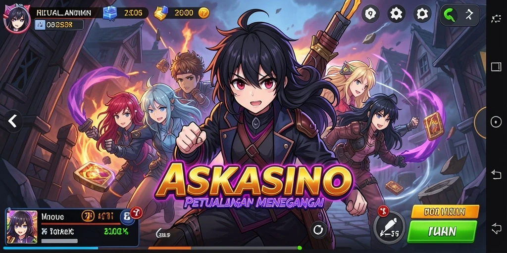 Screenshot menunjukkan gameplay mendebarkan karakter anime.