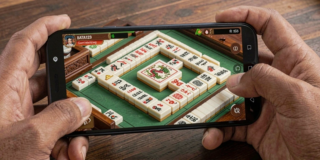 Screenshot BATA123 menunjukkan pemain mencocokkan ubin dalam permainan Mahjong.