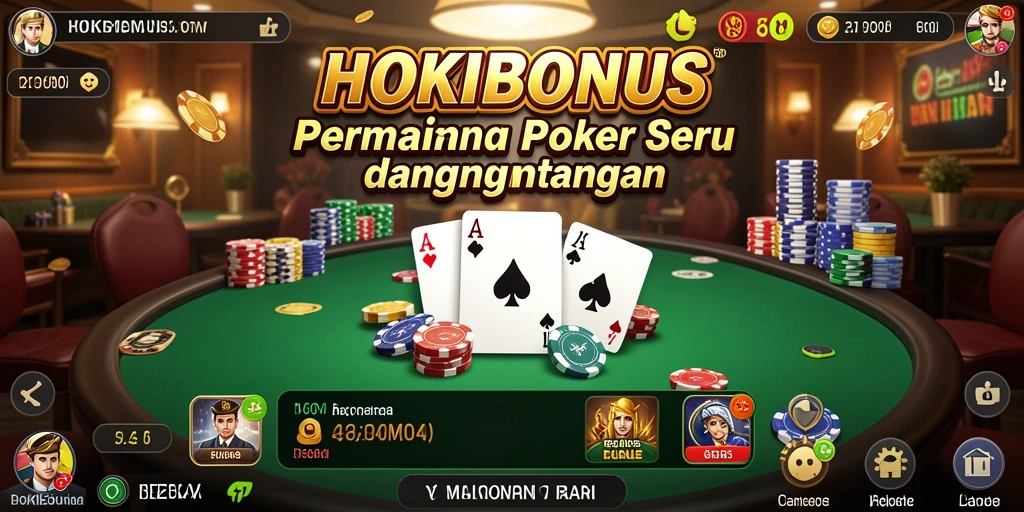 Gameplay HOKIBONUS dengan suasana poker yang mendebarkan.