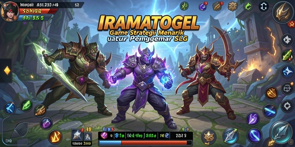 Screenshot gameplay IRAMATOGEL menunjukkan aksi strategi dan pertarungan yang intens.