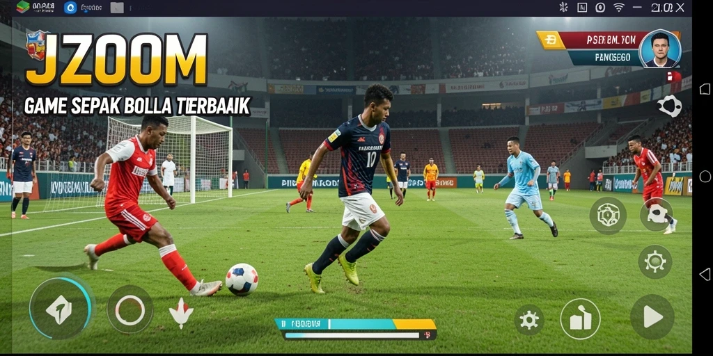 Tangkapan layar gameplay J200M menampilkan aksi seru di lapangan.