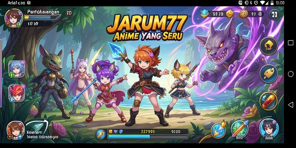 Screenshot menampilkan karakter anime dalam aksi seru.