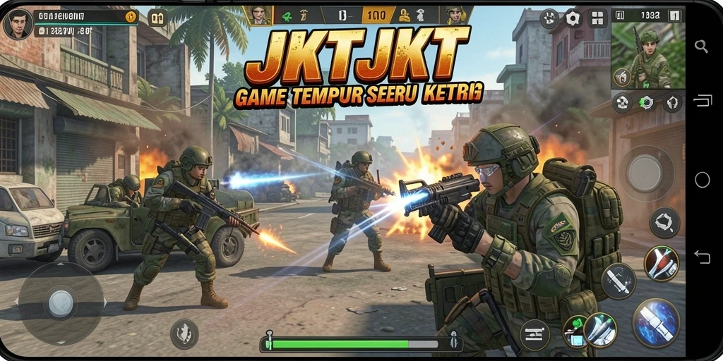 Gameplay seru di JKTJKT dengan aksi tembak-menembak yang mendebarkan.