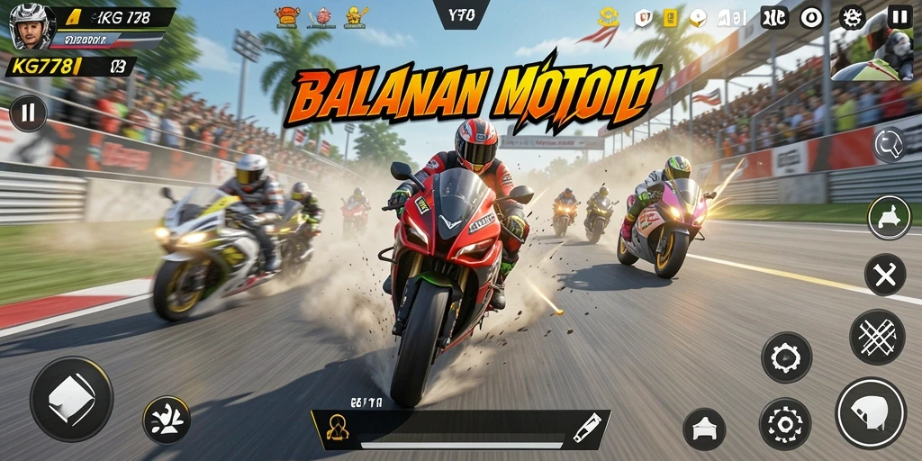 Tampilan gameplay balapan motor yang mendebarkan di KG778.