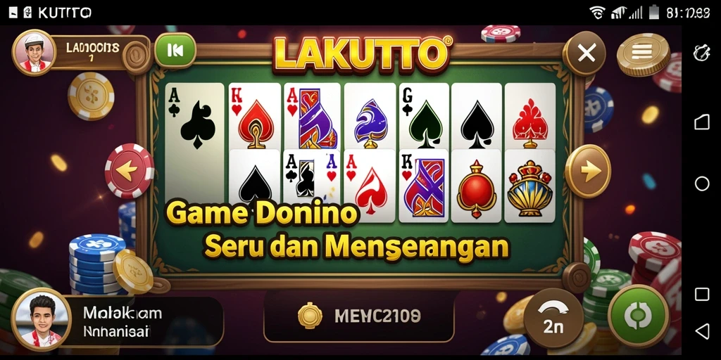 Screenshot gameplay LAKUTOTO menampilkan aksi domino yang seru.
