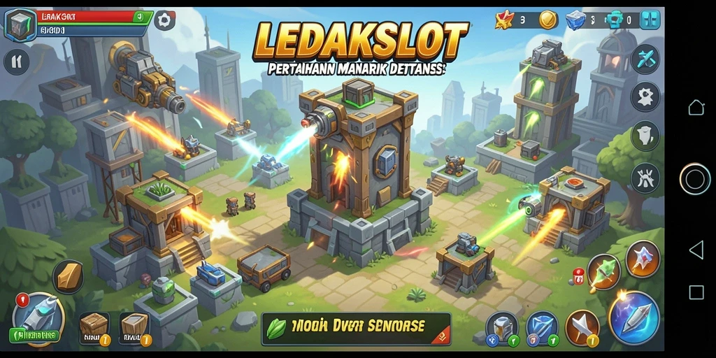 Tangkapan layar LEDAKSLOT menunjukkan menara yang siap bertahan dari serangan musuh.