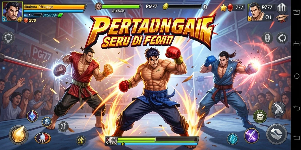 Tampilan seru dari permainan PG777 dengan karakter-karakter Fighting menarik.